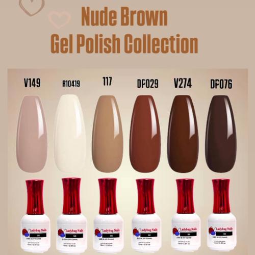 NUDE BROWN GEL POLISH COLLECTION 6PCS-SET  15ML 
