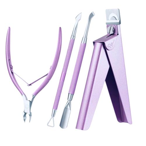 Acrylic Nails Tool Set - Stainless Steel - Pink 6 pcs 