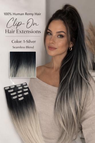 CLIP ON HAIR EXTENSIONS - 100% HUMAN REMY HAIR