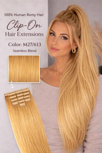 CLIP ON HAIR EXTENSIONS - 100% HUMAN REMY HAIR