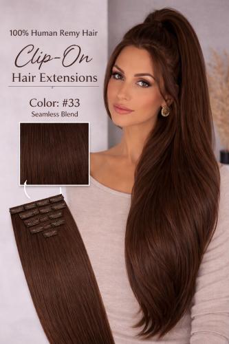 CLIP ON HAIR EXTENSIONS - 100% HUMAN REMY HAIR