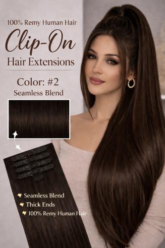 CLIP ON HAIR EXTENSIONS - 100% HUMAN REMY HAIR