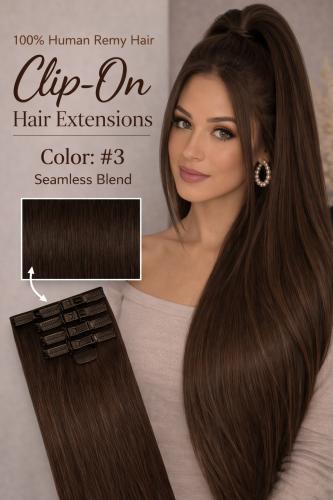 CLIP ON HAIR EXTENSIONS - 100% HUMAN REMY HAIR