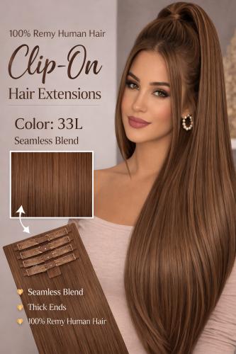 CLIP ON HAIR EXTENSIONS - 100% HUMAN REMY HAIR