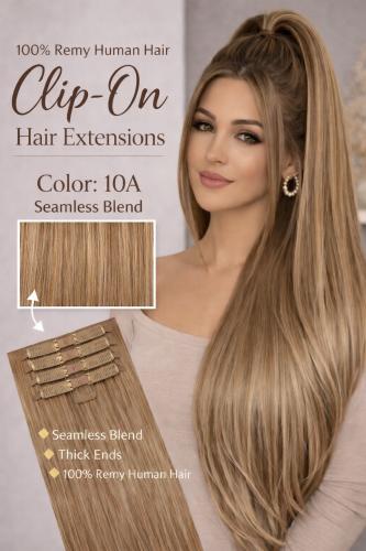 CLIP ON HAIR EXTENSIONS - 100% HUMAN REMY HAIR