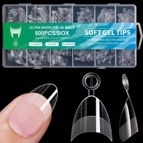 Ultra Short Almond Soft Gel Tips (600 Pieces) Almond
