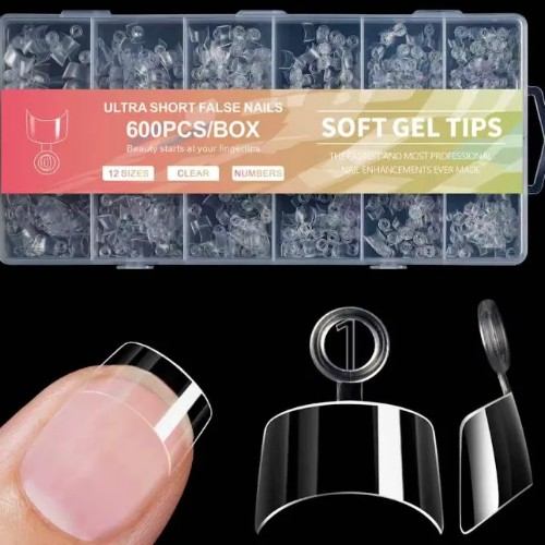 Ultra XShort Square Soft Gel Tips (600 Pieces)